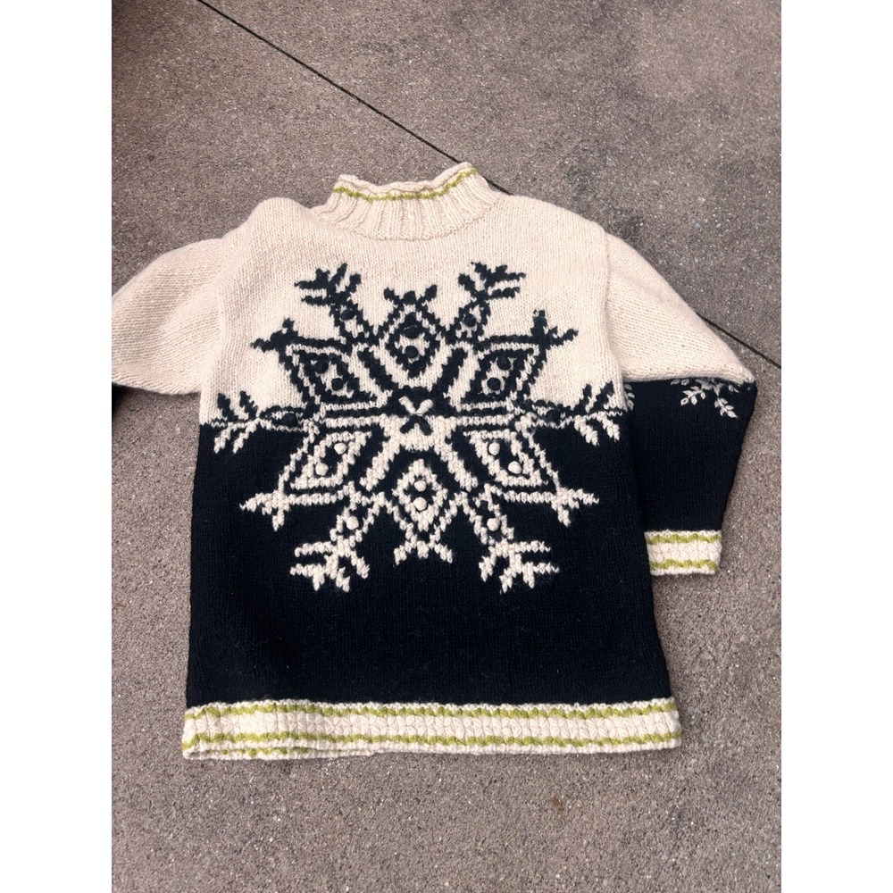 VTG EXPRESS  KNITTED 100% WOOL  SWEATER  M  Retro High School Mall BLACK IVORY